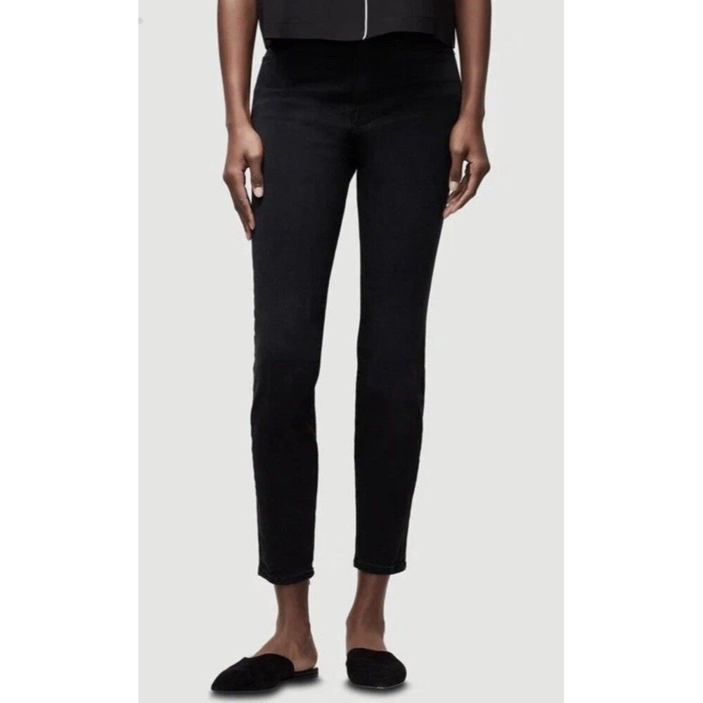 Frame Ali High Rise Cigarette Jeans Black Noir Coated Women Size 25 Sleek NEW